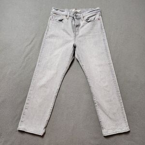 Levis Wedgie Straight Button Fly High Rise Premium Jeans Gray Wash Size 28